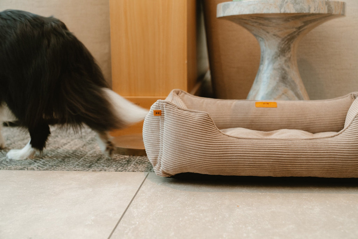 Chester & Lee | Fancy Corduroy Sleeper Dog Bed Taupe | HT Animal Supply
