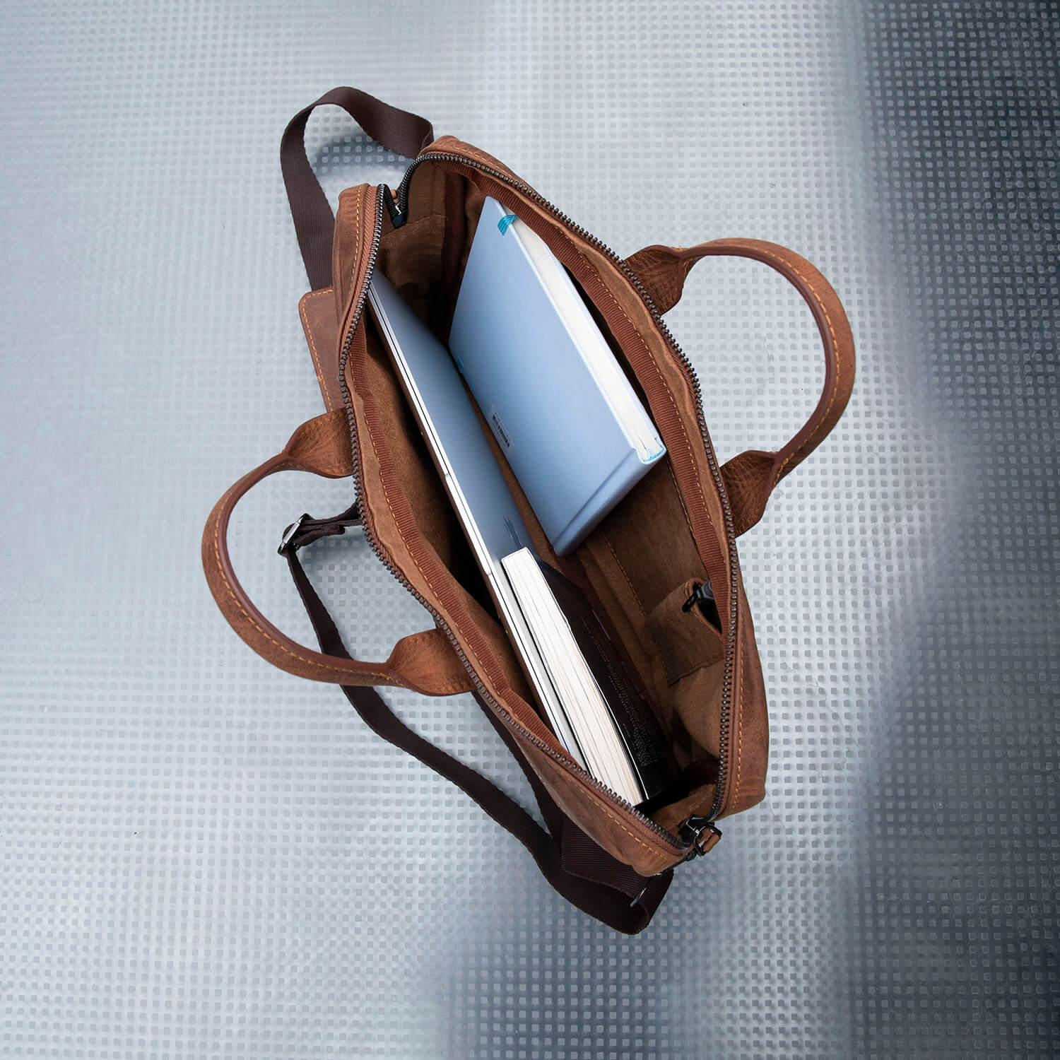 Classic Leather Laptop Bag Dark Brown Hollywood