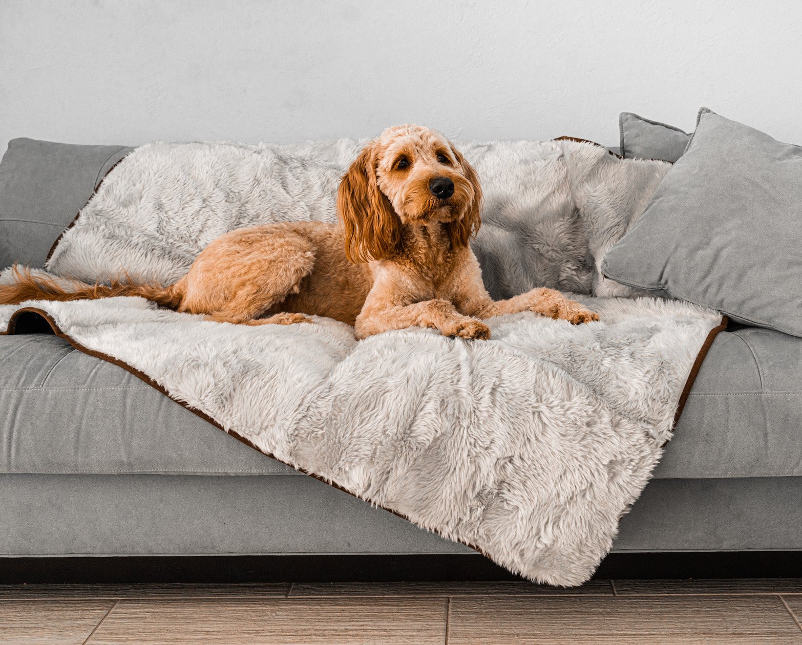 PupProtector Short Fur Waterproof Throw Blanket Grey 