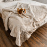 PupProtector™ Short Fur Waterproof Throw Blanket - White with Brown Accents