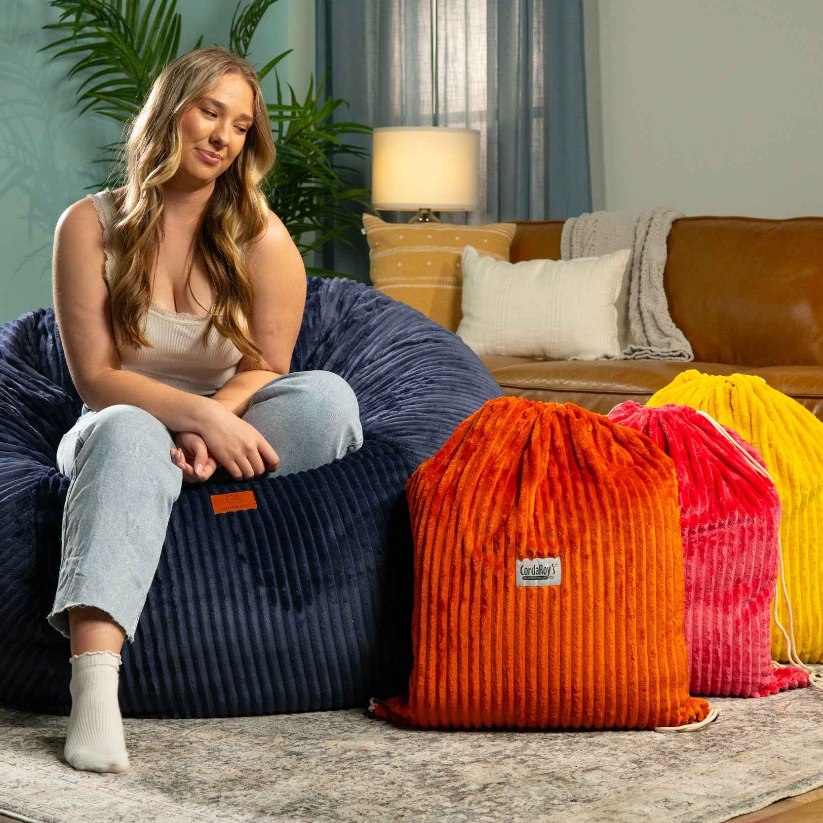 CordaRoy's Full Plush Corduroy Convertible Bean Bag Chair