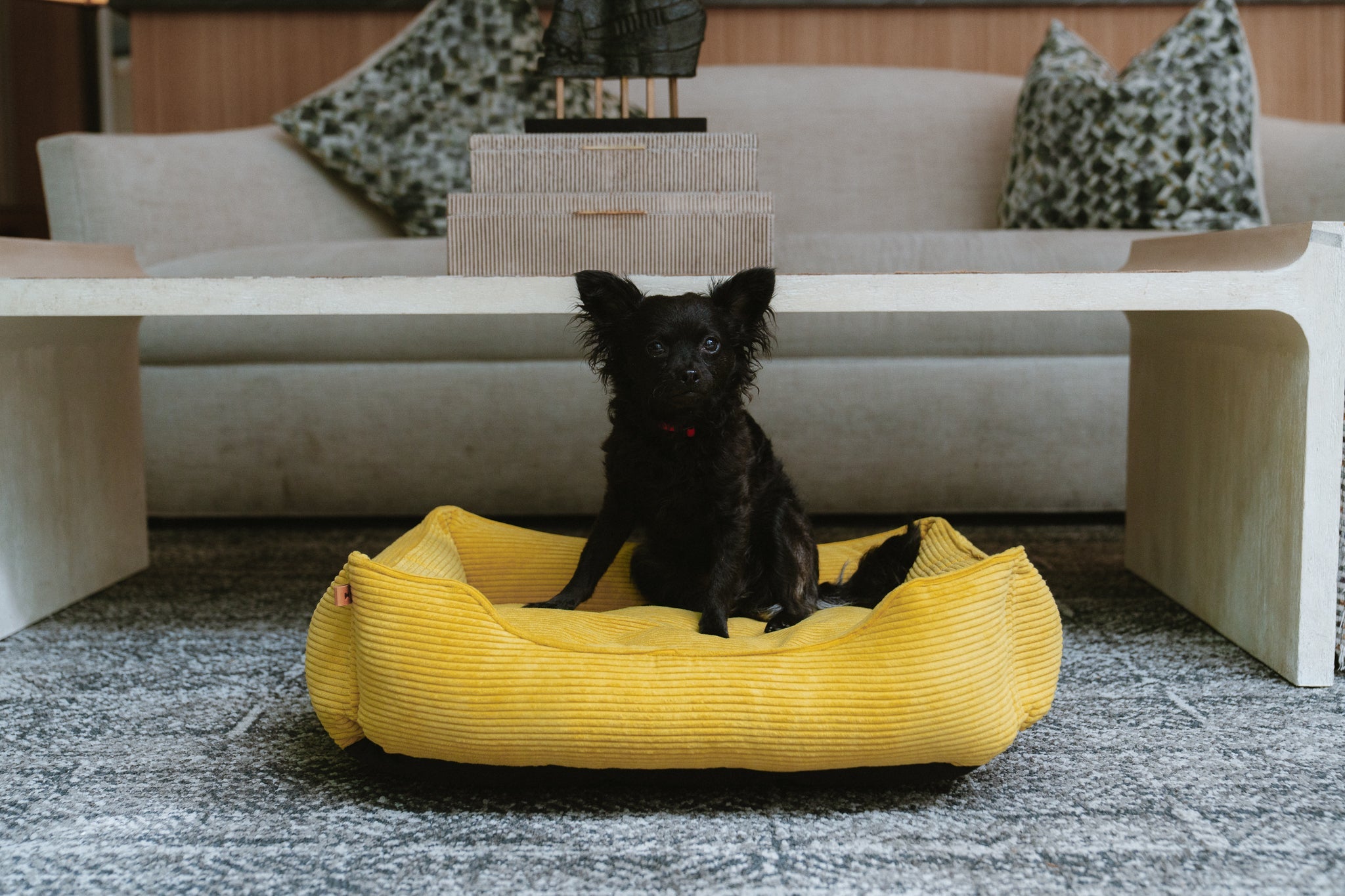 Chester & Lee | Fancy Corduroy Sleeper Dog Bed Sunny Yellow | HT Animal Supply