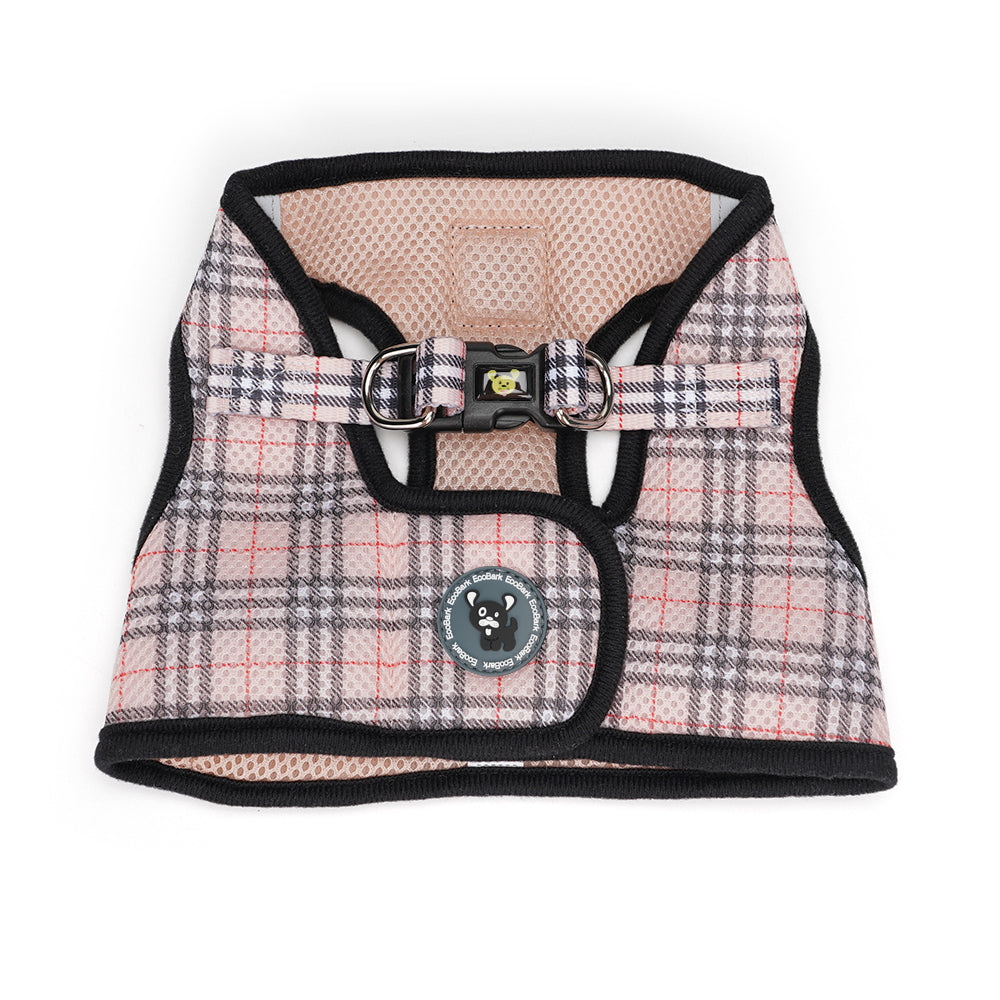 EcoBark – Beige Plaid Reflective Step-In Dog Harness