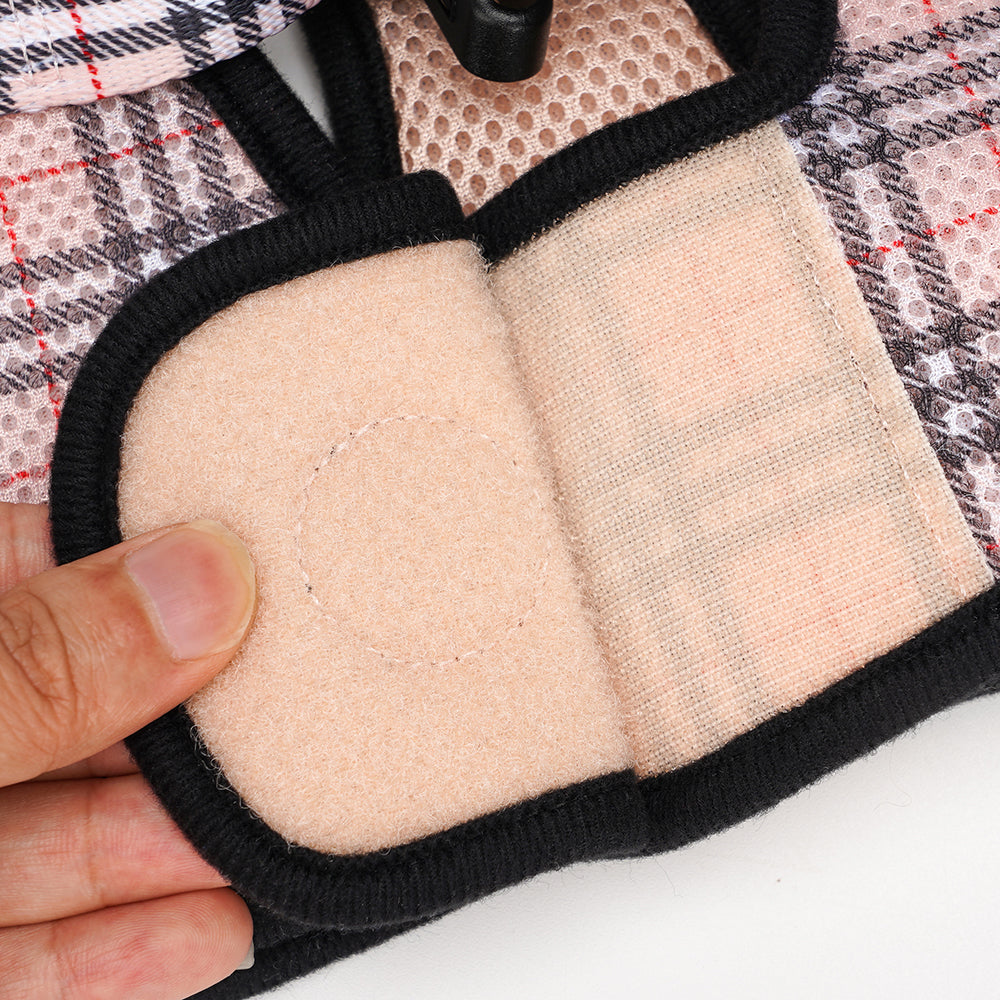 EcoBark – Beige Plaid Reflective Step-In Dog Harness