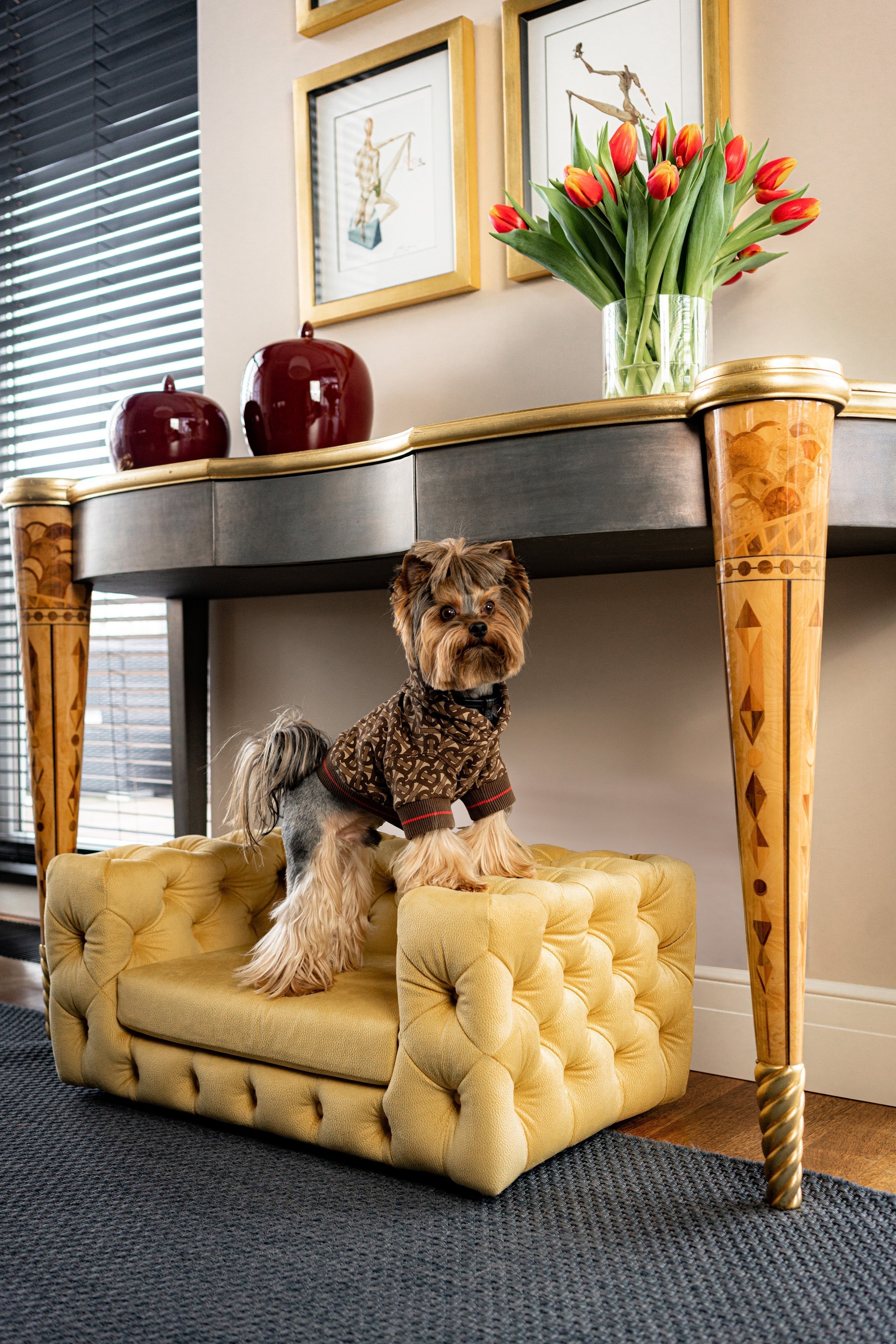 The Glamour Luxury Pet Bed in Yellow