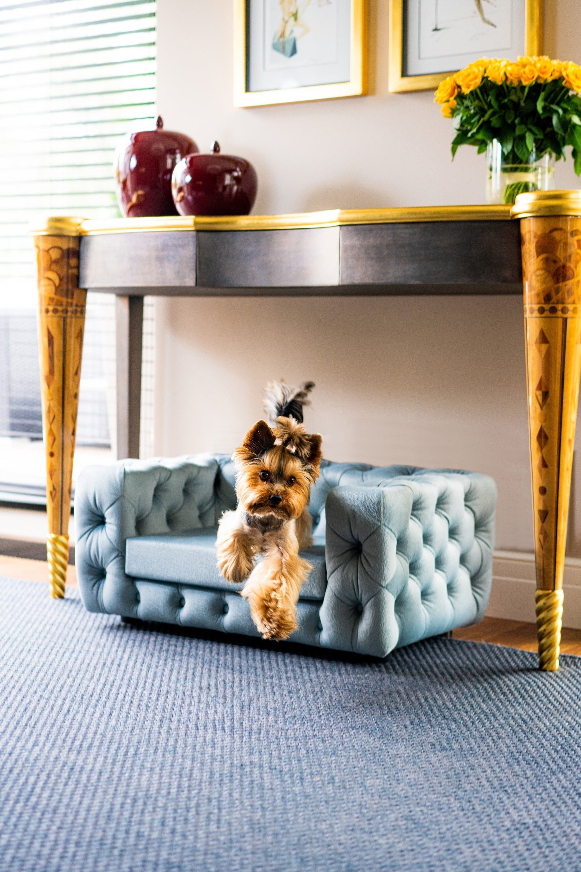 The Glamour Luxury Pet Bed in Yellow