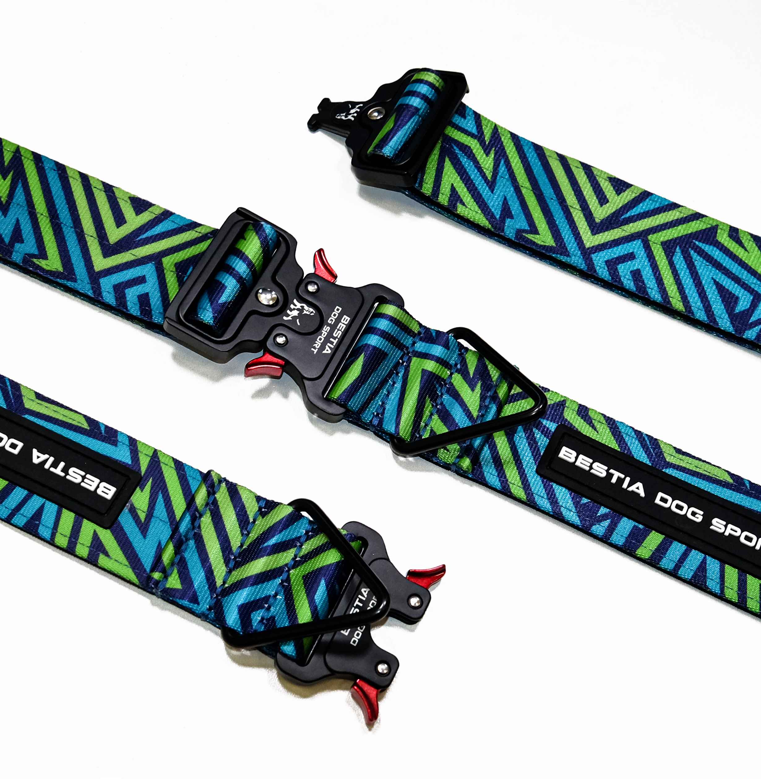 Bestia Dog Sport Bestia Dog Sport GripPro Print Collar - Blue&Green Nylon Blue pet supplies