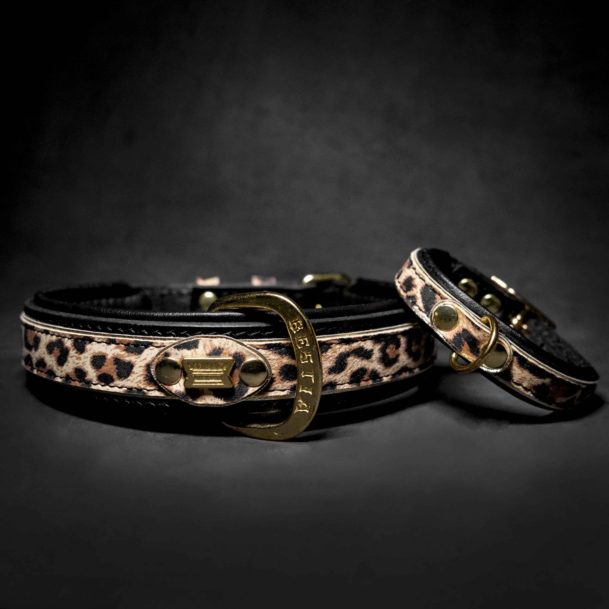 Bestia Leopard Leather Puppy Collar