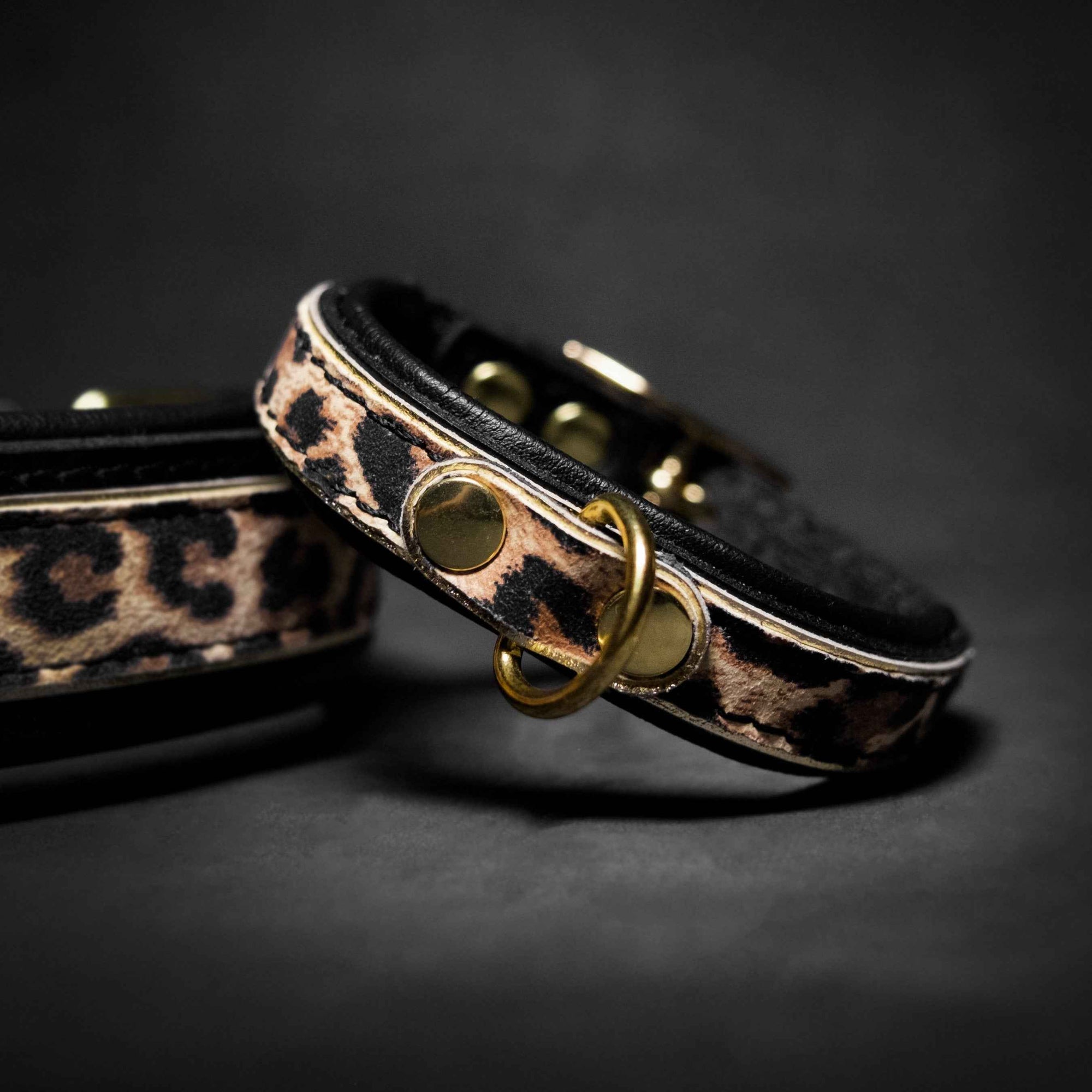 Bestia Leopard Leather Puppy Collar