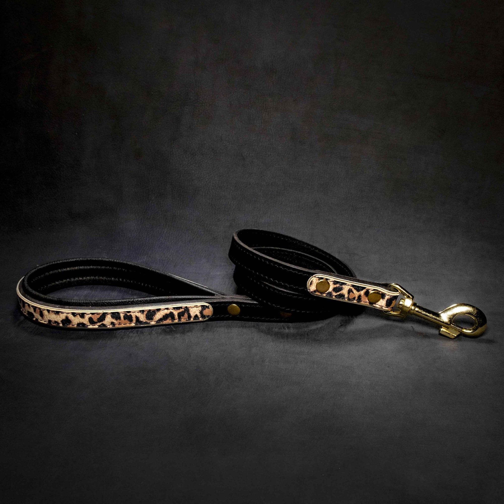 Bestia Leopard Leather Dog Leash