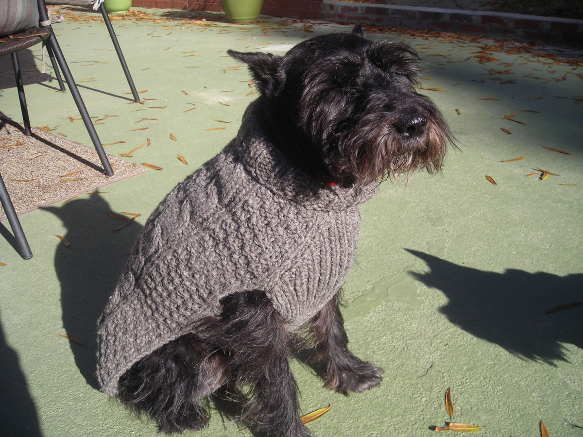 Chilly Dog Gray Cable Knit Wool Dog Sweater | HT Animal Supply