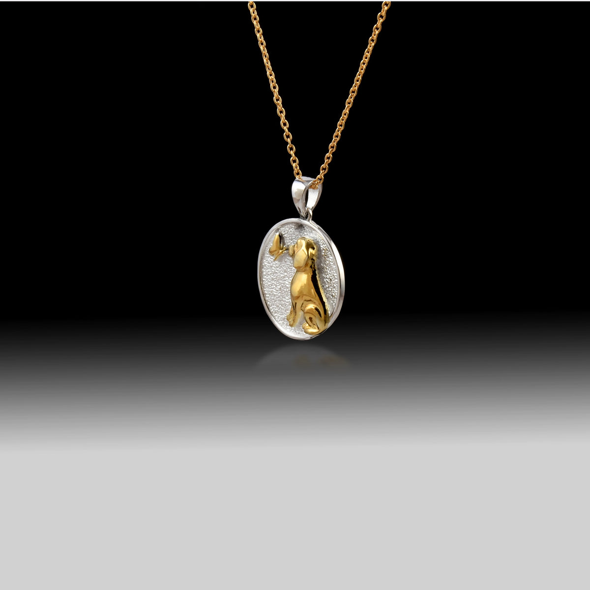 Dog Meets Butterfly Necklace- 925 Sterling Silver 18k Gold Plated
