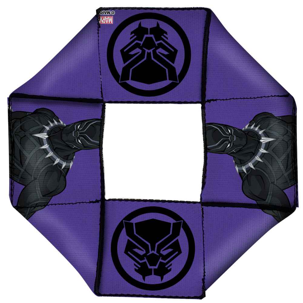 Buckle-Down Marvel Avengers Dog Toy Squeaky Octagon Flyer - Black Panther Standing Pose/Black Panther Icon Purple/Black