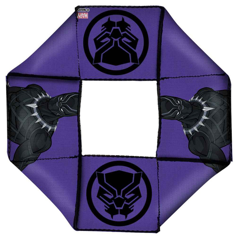 Buckle-Down Marvel Avengers Dog Toy Squeaky Octagon Flyer - Black Panther Standing Pose/Black Panther Icon Purple/Black