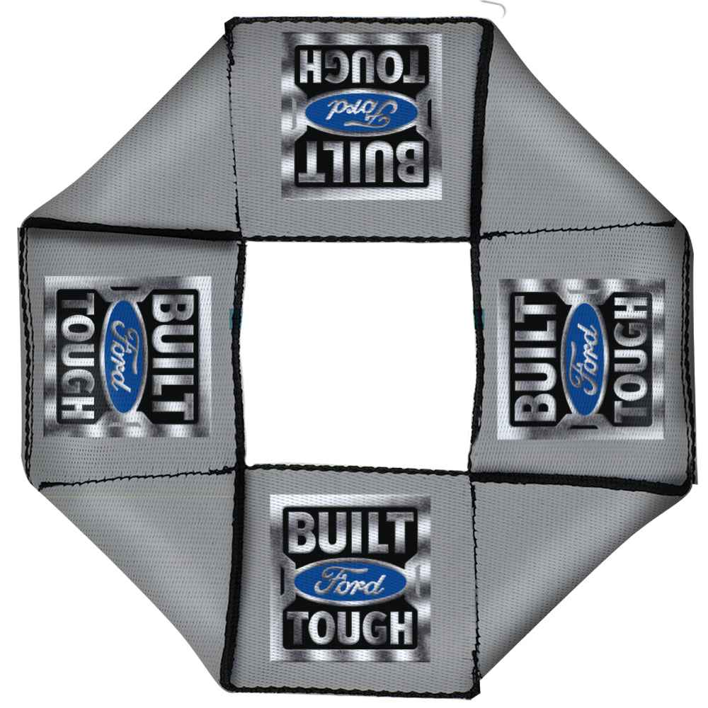 Buckle-Down Built Ford Tough Logo3 Gray/Silver Gradient/Blue Squeaky Octagon Flyer Dog Toy