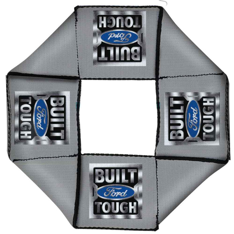 Buckle-Down Built Ford Tough Logo3 Gray/Silver Gradient/Blue Squeaky Octagon Flyer Dog Toy