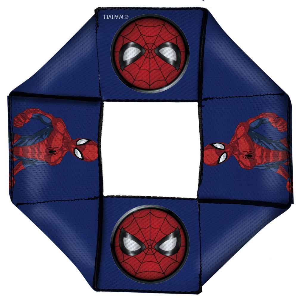 Buckle-Down 2016 Spider-Man Dog Toy Squeaky Octagon Flyer - Spider-Man Pose/Spider Icon Blue