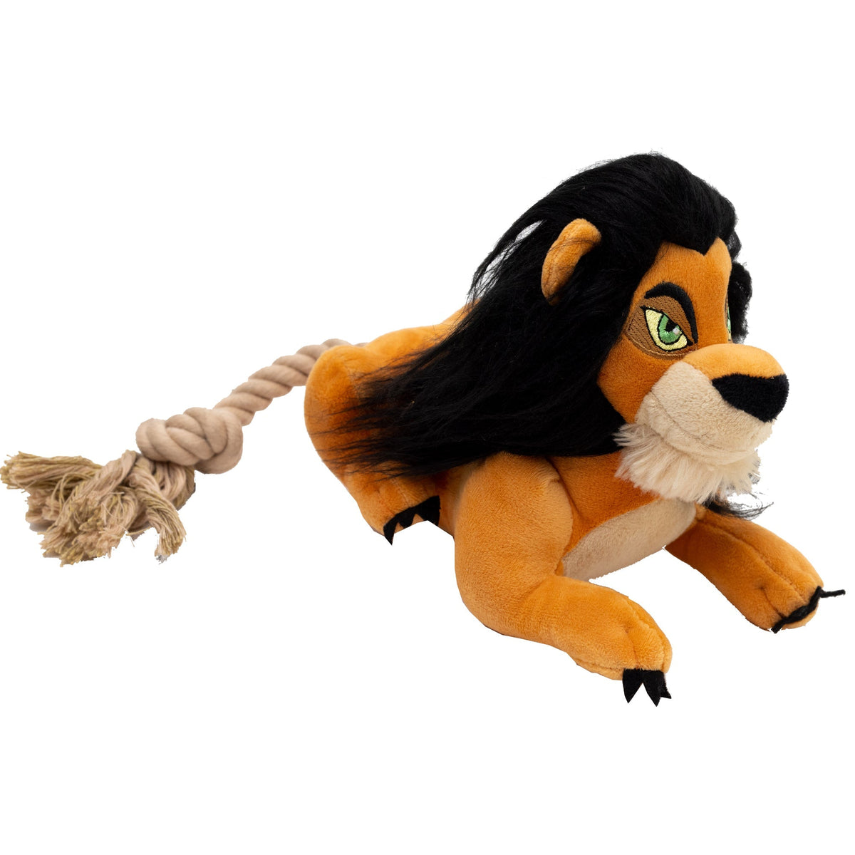 Dog Toy Squeaker Plush - Disney The Lion King Scar Full Body Pose with Rope Tail 