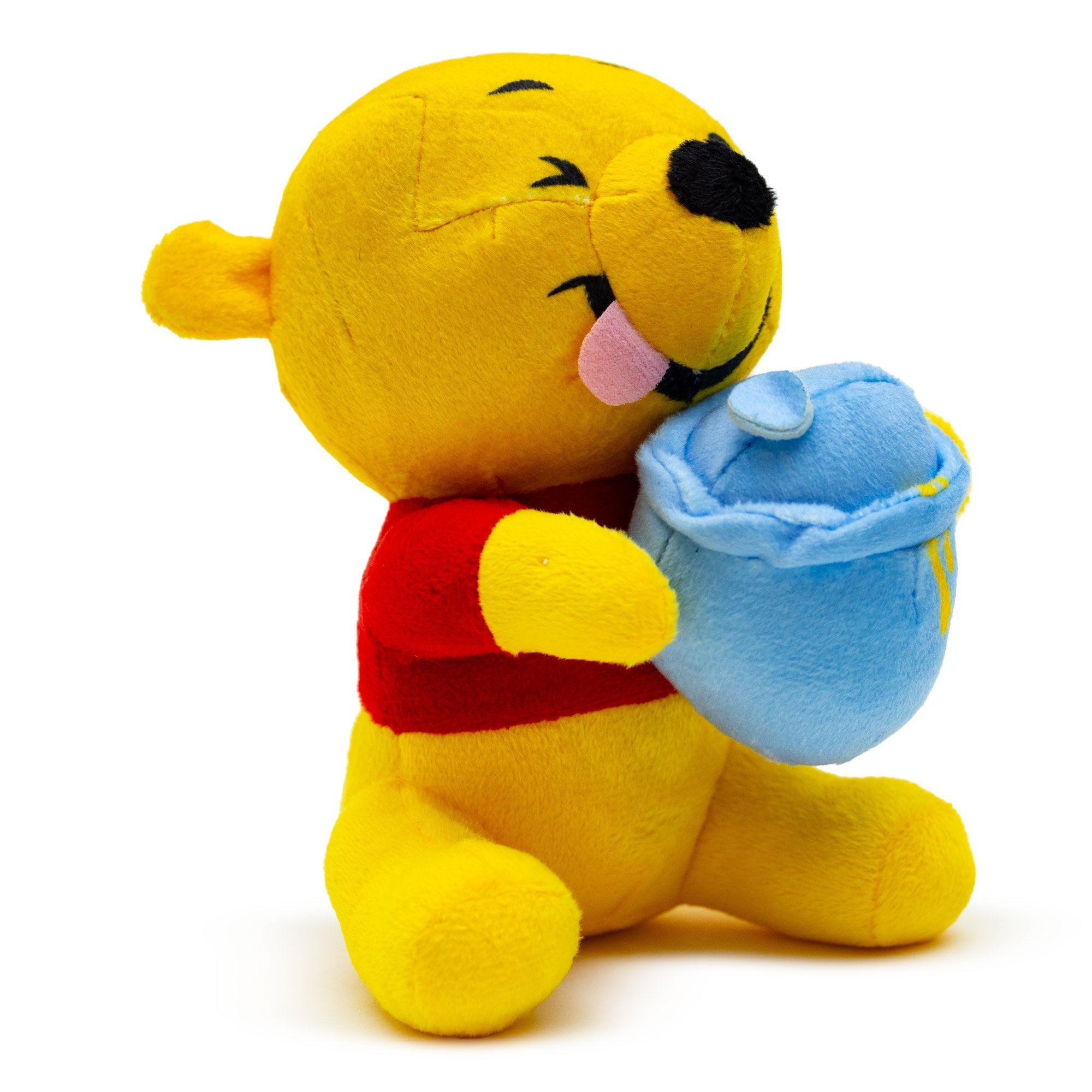 Dog Toy Squeaker Plush - Winnie the Pooh Winking Hunny Pot Sitting Pose 