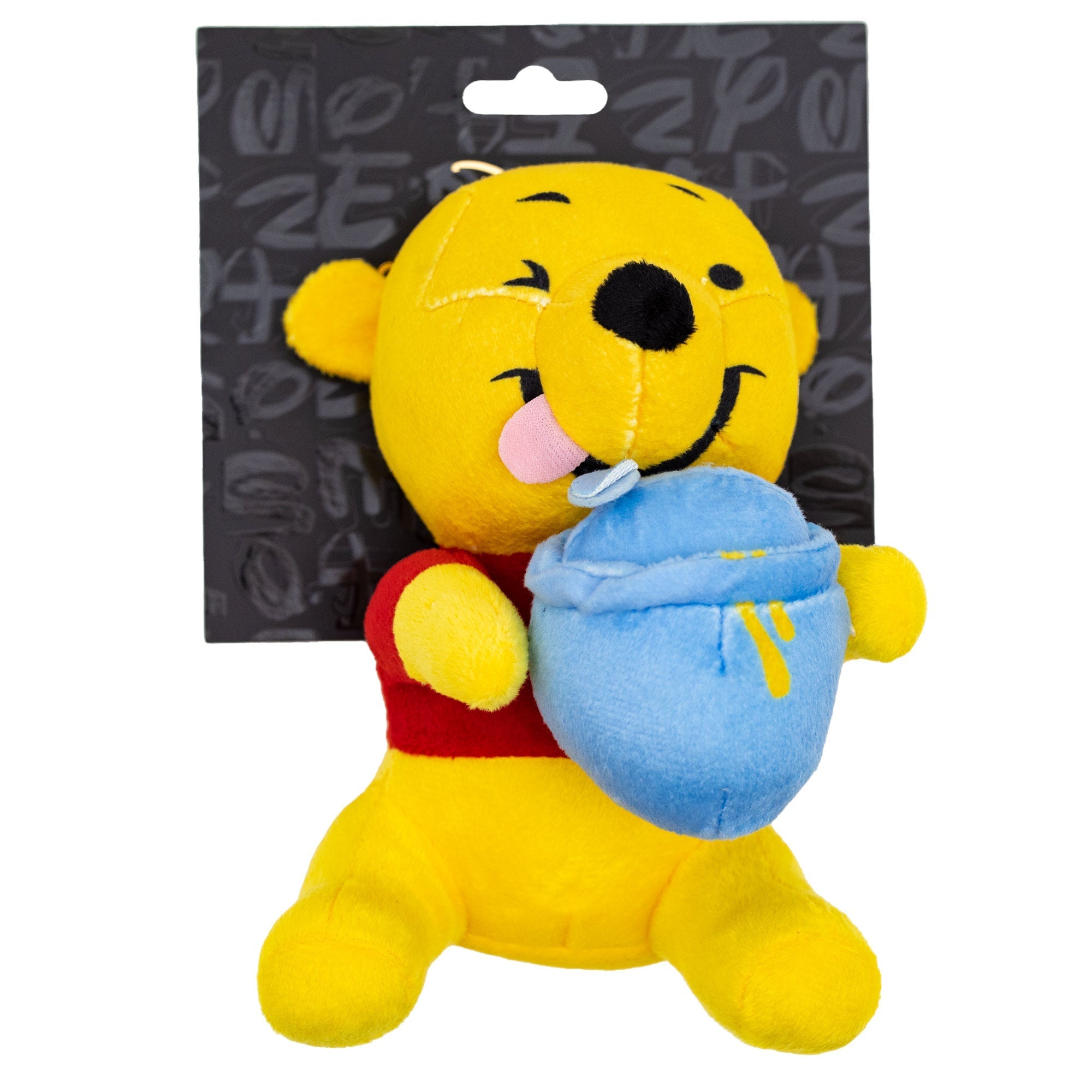 Dog Toy Squeaker Plush - Winnie the Pooh Winking Hunny Pot Sitting Pose 