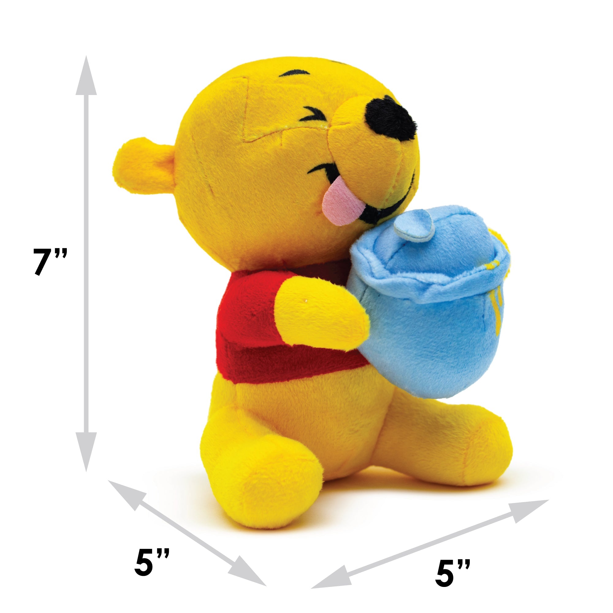 Dog Toy Squeaker Plush - Winnie the Pooh Winking Hunny Pot Sitting Pose 