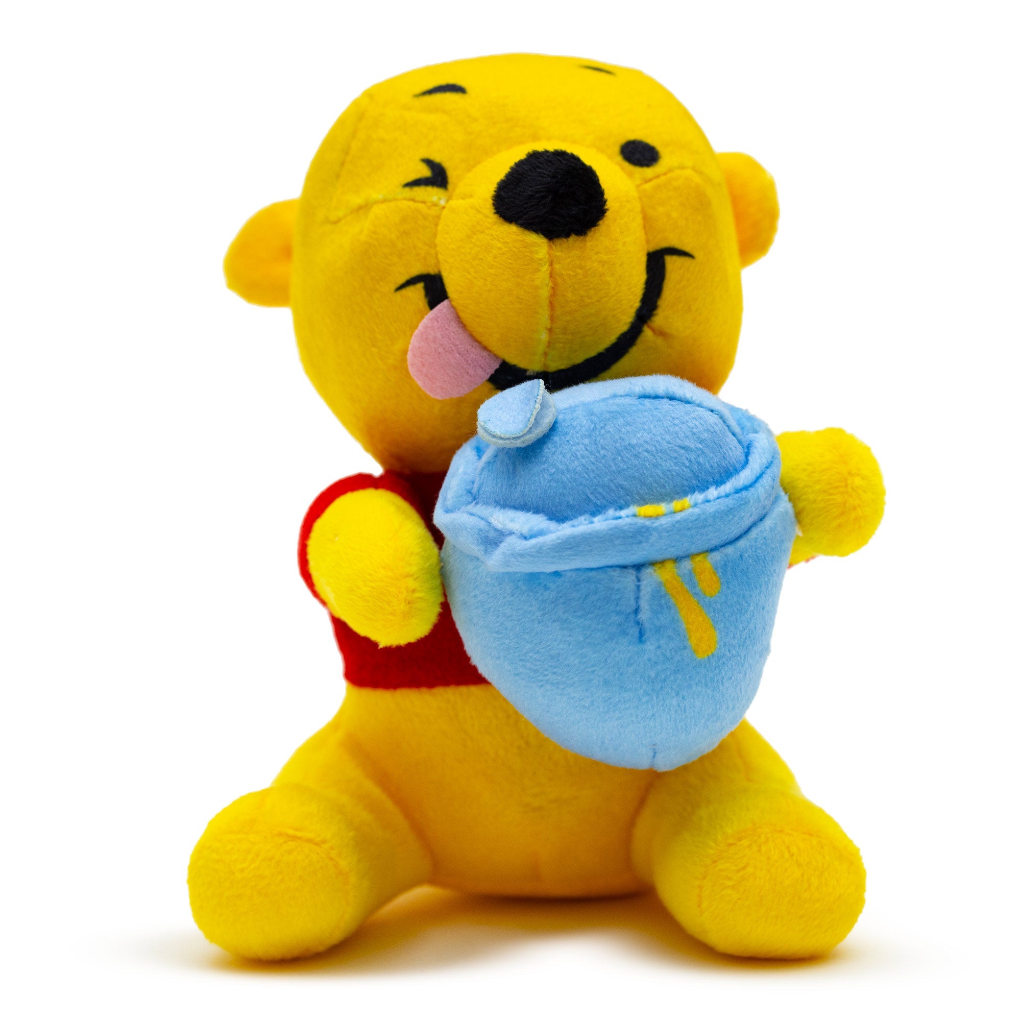 Dog Toy Squeaker Plush - Winnie the Pooh Winking Hunny Pot Sitting Pose 