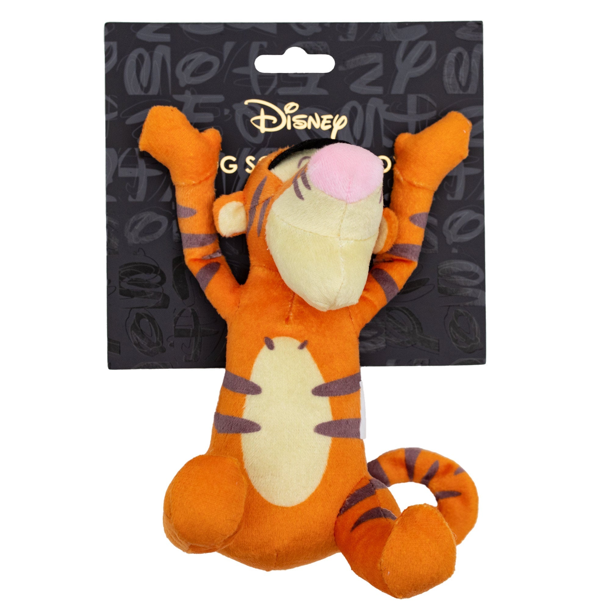 Dog Toy Squeaker Plush - Winnie the Pooh Tiggers Arms Up Sitting Pose 