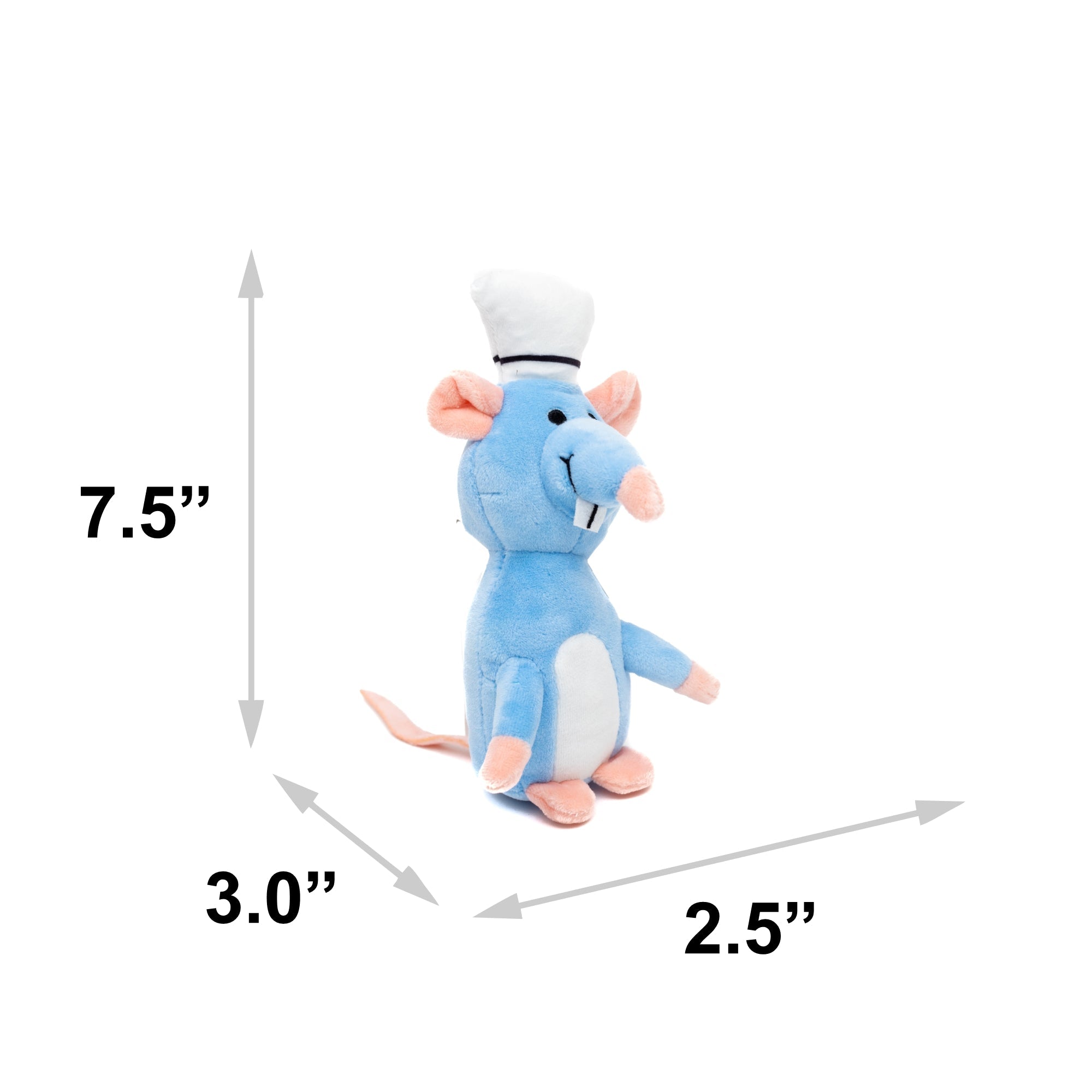 Dog Toy Squeaker Plush - Ratatouille Chef Remy Rat Full Body Pose 