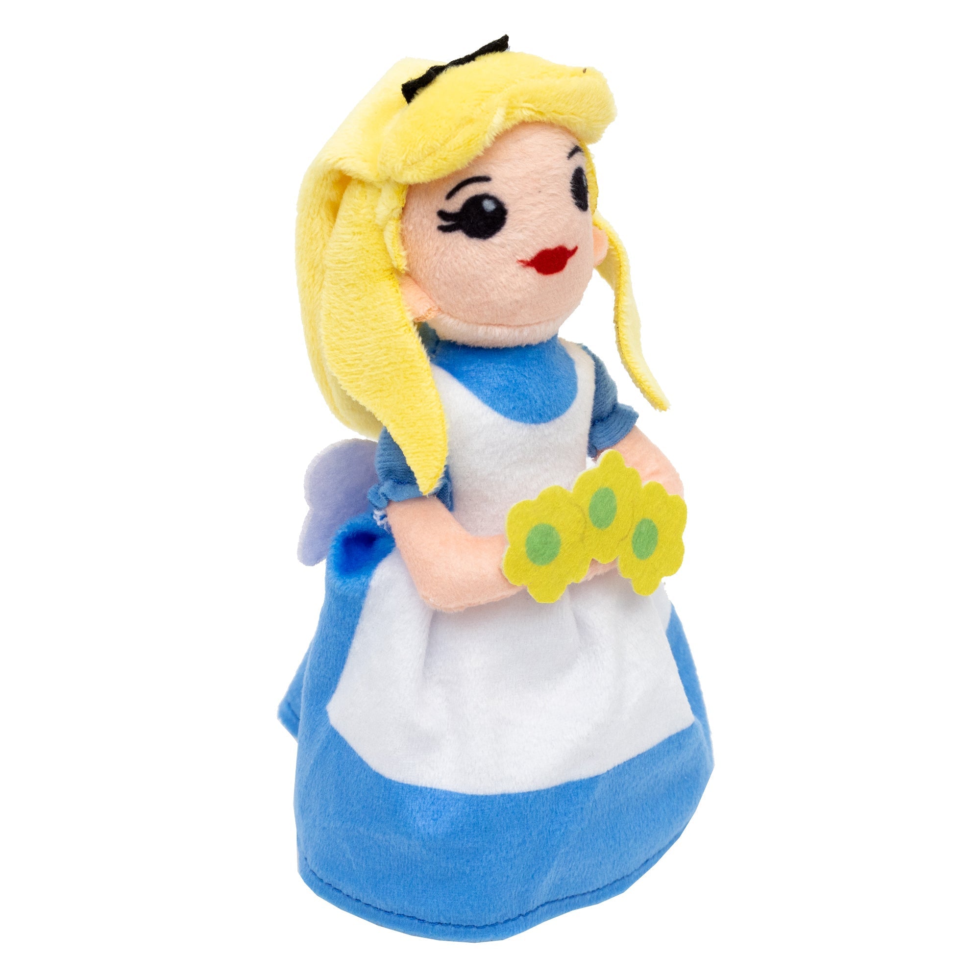 Dog Toy Squeaker Plush - Alice in Wonderland with Flowers Full Body Pose 