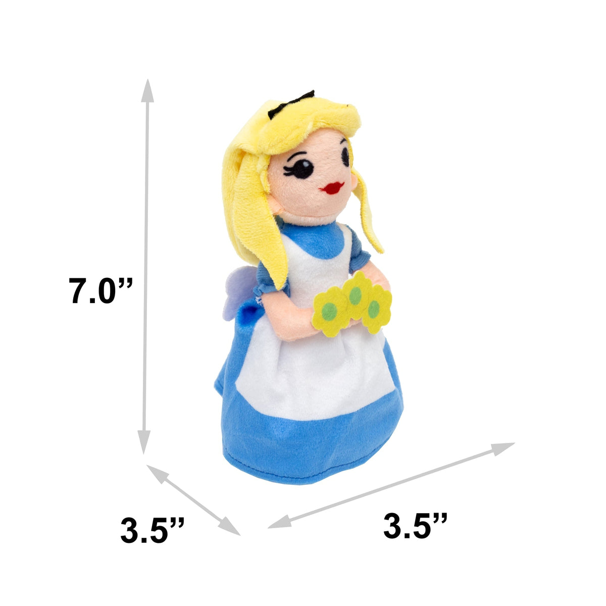 Dog Toy Squeaker Plush - Alice in Wonderland with Flowers Full Body Pose 