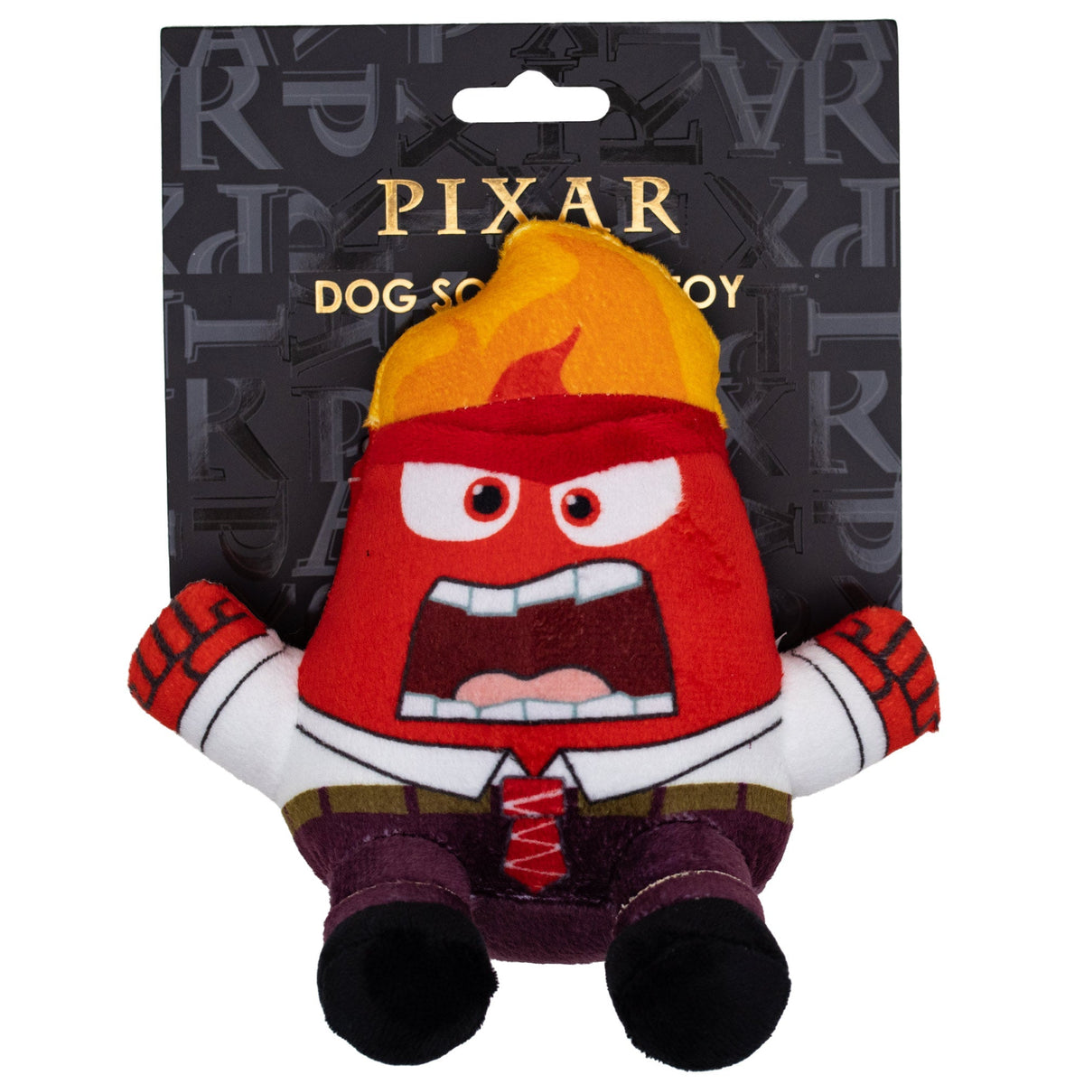 Dog Toy Squeaker Plush - Inside Out Anger Full Body Sitting Pose 