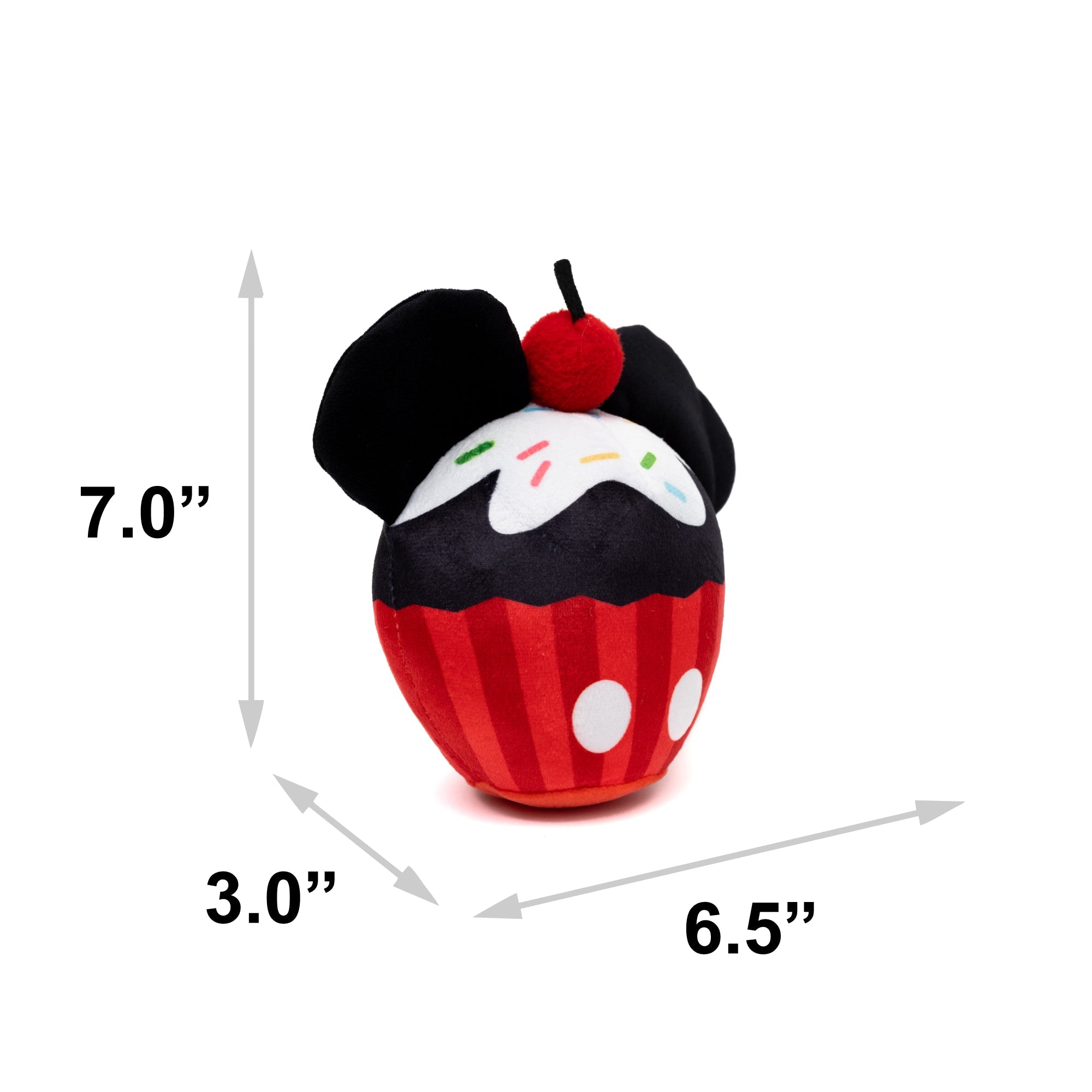 Dog Toy Squeaker Plush - Mickey Mouse Cupcake with Ears Red