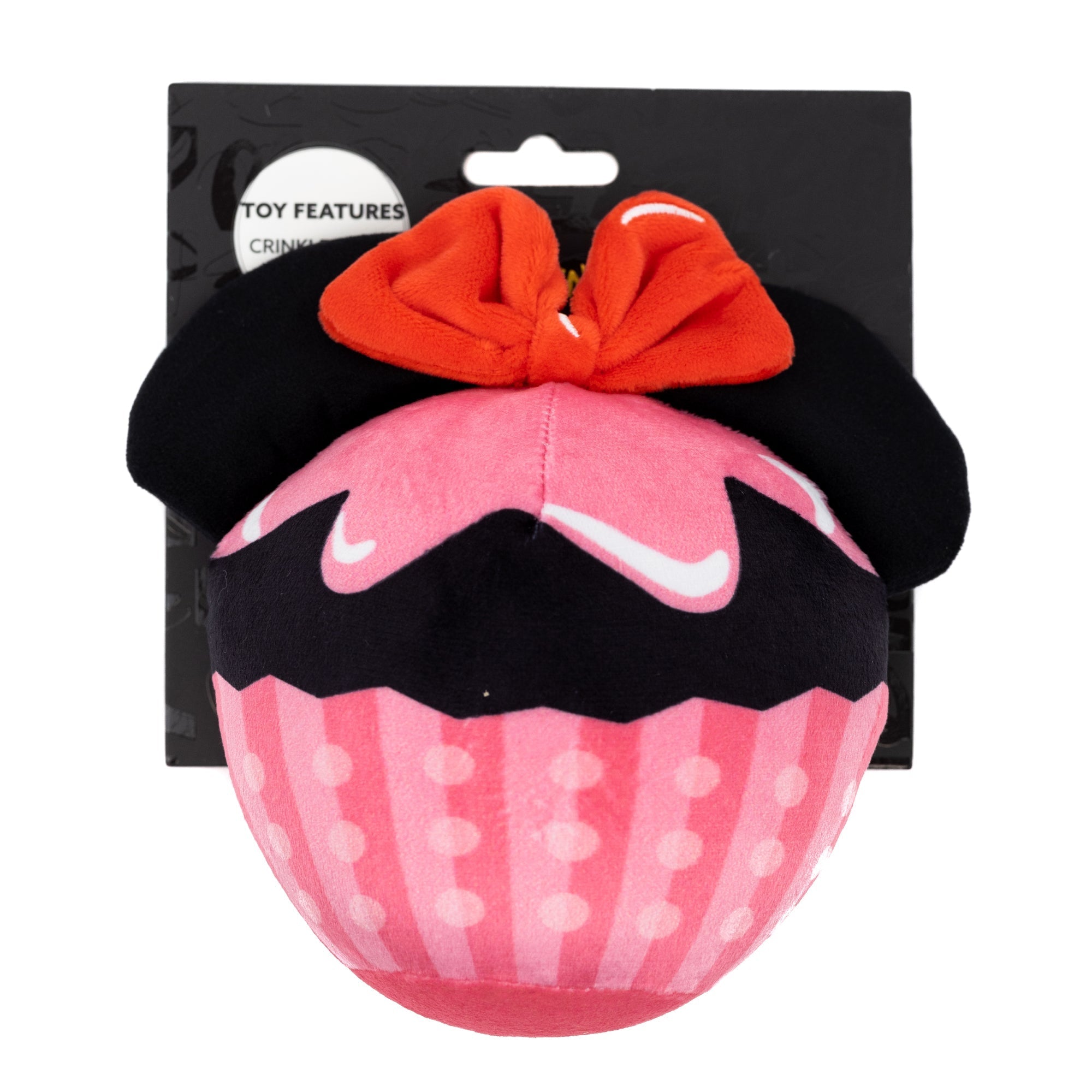 Dog Toy Squeaker Plush - Minnie Mouse Cupcake with Ears and Bow 