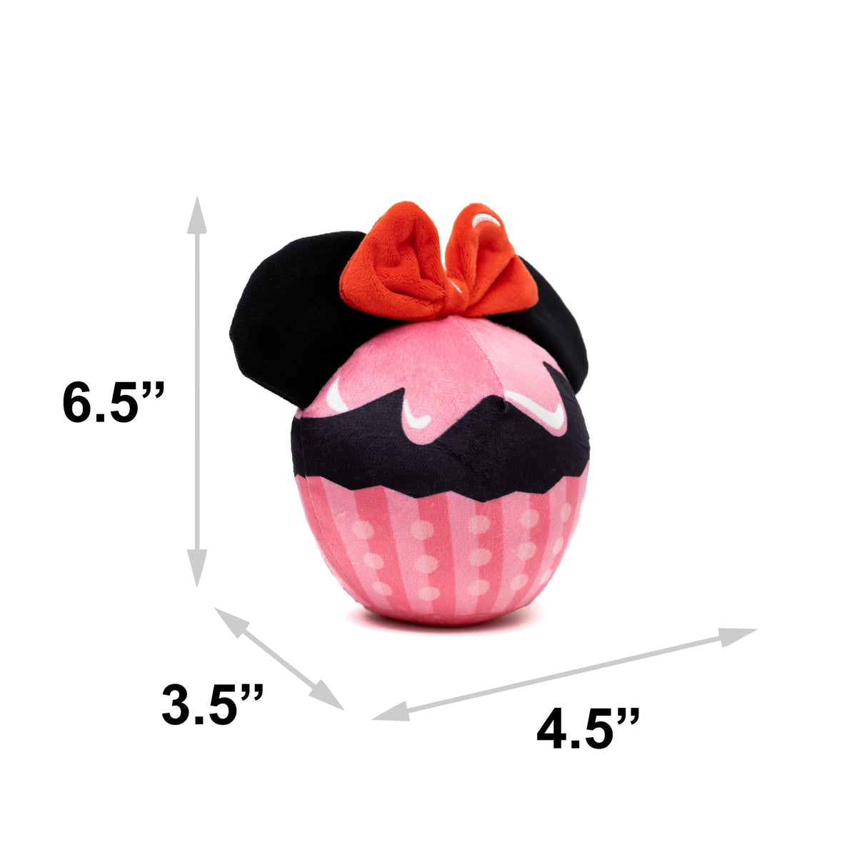 Dog Toy Squeaker Plush - Minnie Mouse Cupcake with Ears and Bow 