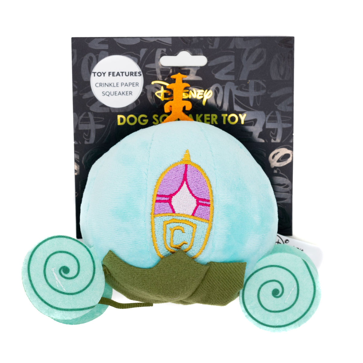 Dog Toy Squeaker Plush - Cinderella Pumpkin Carriage Light Blue 