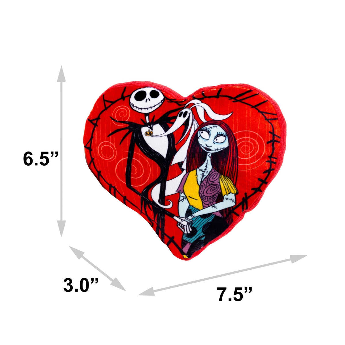 Dog Toy Squeaker Plush - The Nightmare Before Christmas Jack and Sally Heart Pose 