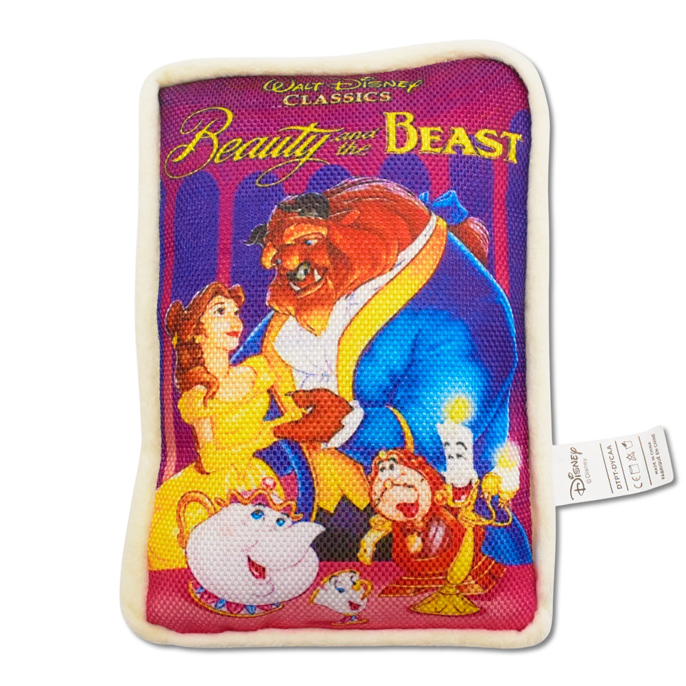 Dog Toy Squeaker Plush - Disney Beauty and the Beast VHS Tape Replica | HT Animal Supply