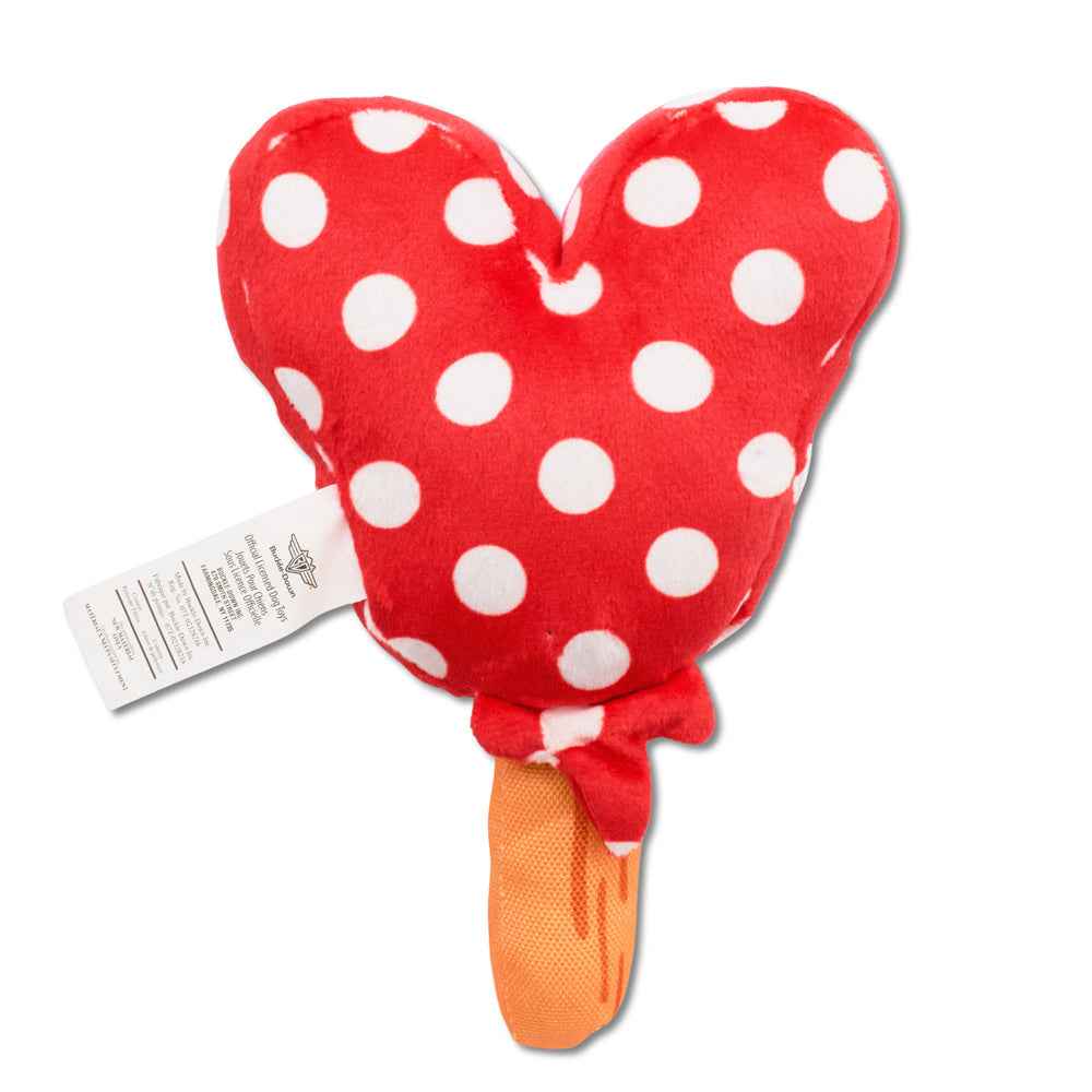 Buckle-Down Minnie Mouse Ice Cream with Ears and Bow Red Squeaker Plush Dog Toy