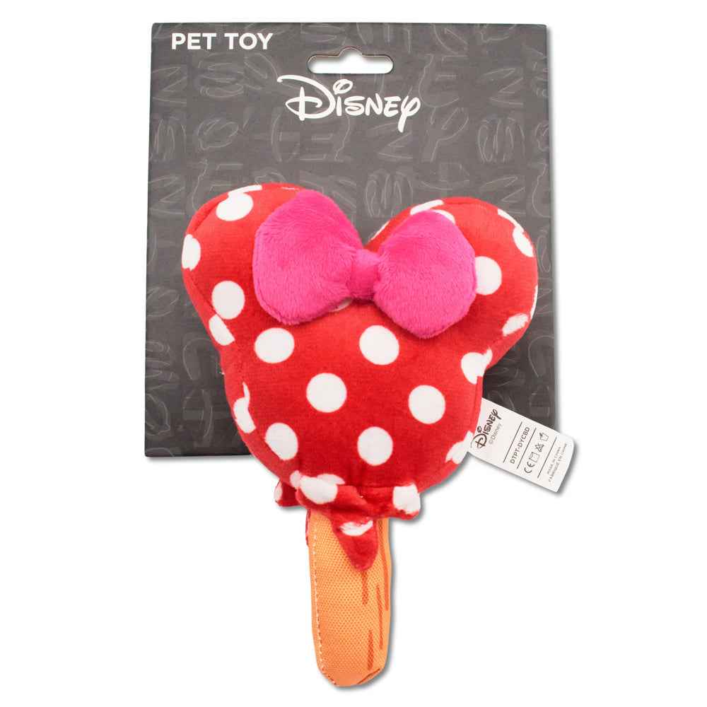 Buckle-Down Minnie Mouse Ice Cream with Ears and Bow Red Squeaker Plush Dog Toy