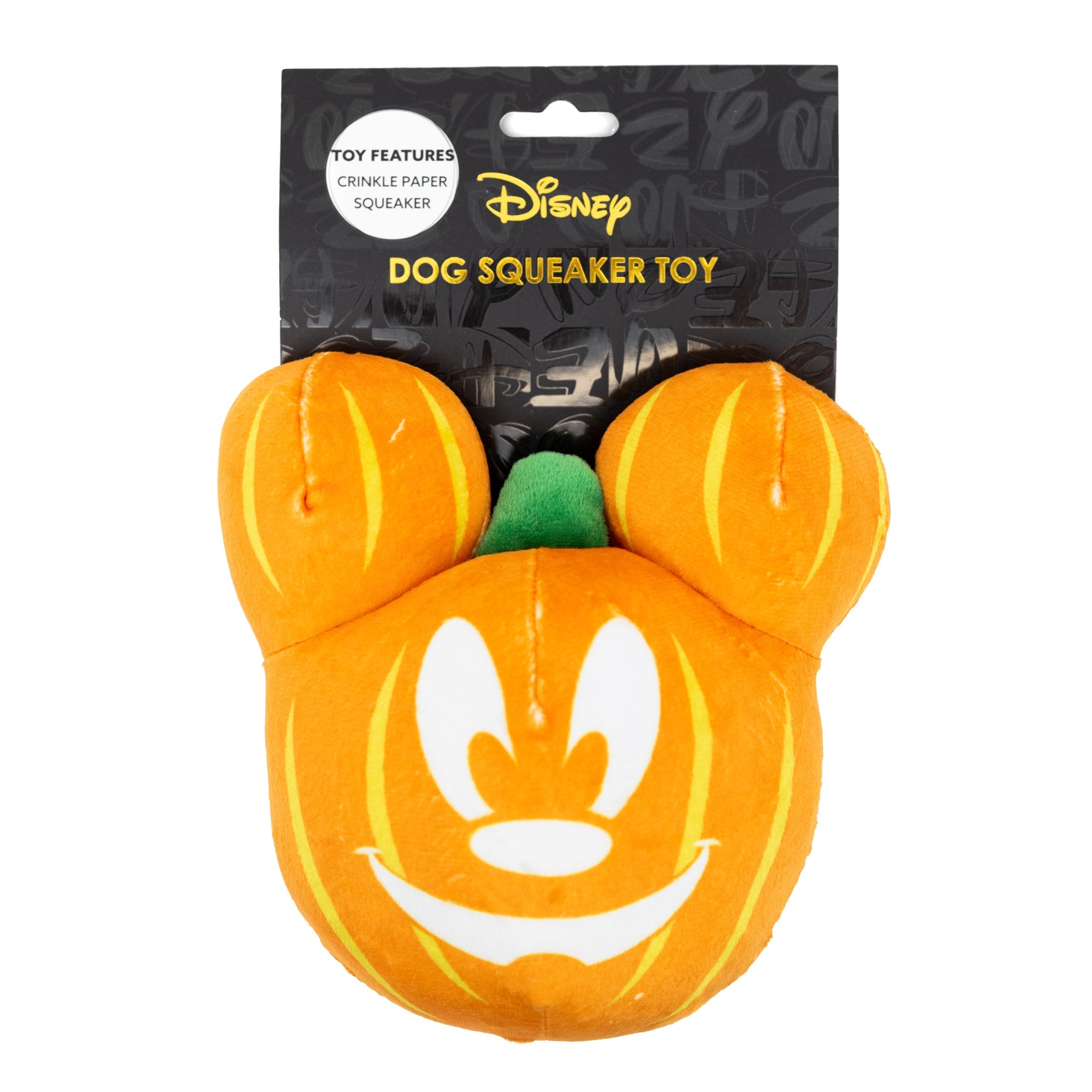 Dog Toy Squeaker Plush - Disney Halloween Mickey Mouse Pumpkin Face 