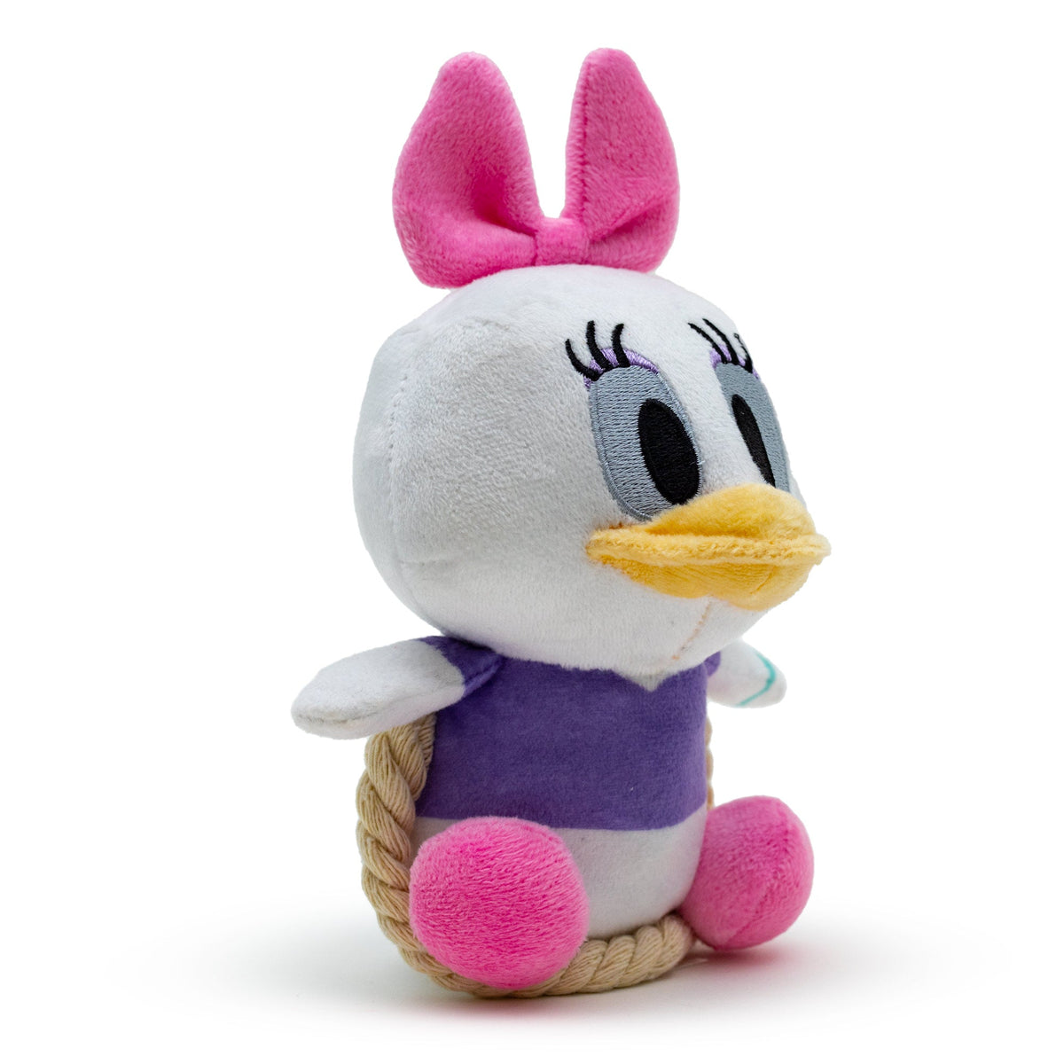 Dog Toy Squeaker Plush with Rope - Disney Daisy Duck Chibi Sitting Pose 