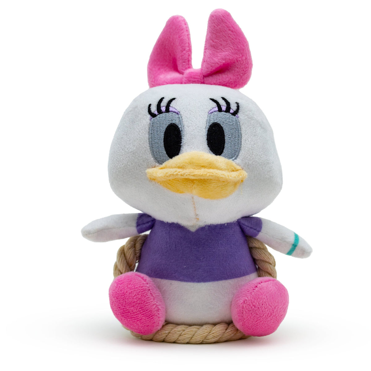 Dog Toy Squeaker Plush with Rope - Disney Daisy Duck Chibi Sitting Pose 