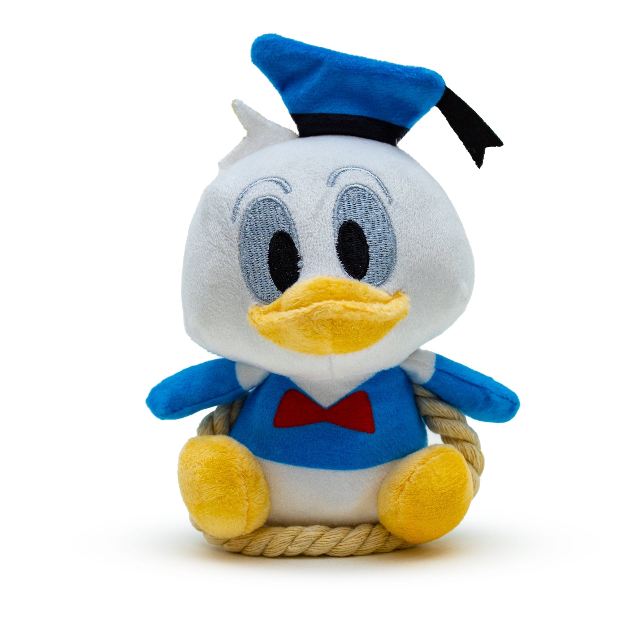 Dog Toy Squeaker Plush with Rope - Disney Donald Duck Chibi Sitting Pose 