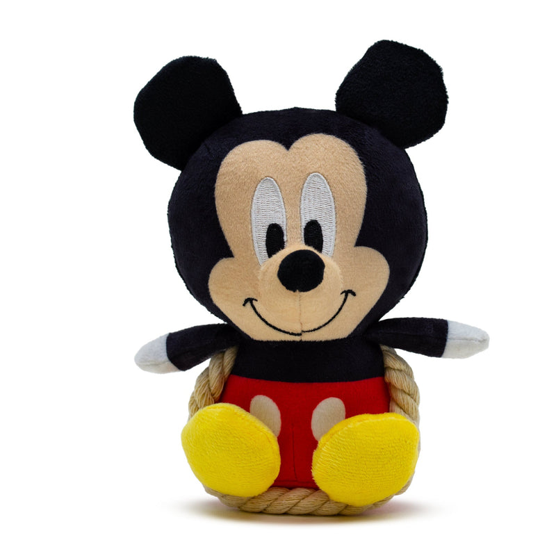 Dog Toy Squeaker Plush with Rope - Disney Mickey Mouse Chibi Sitting Pose 