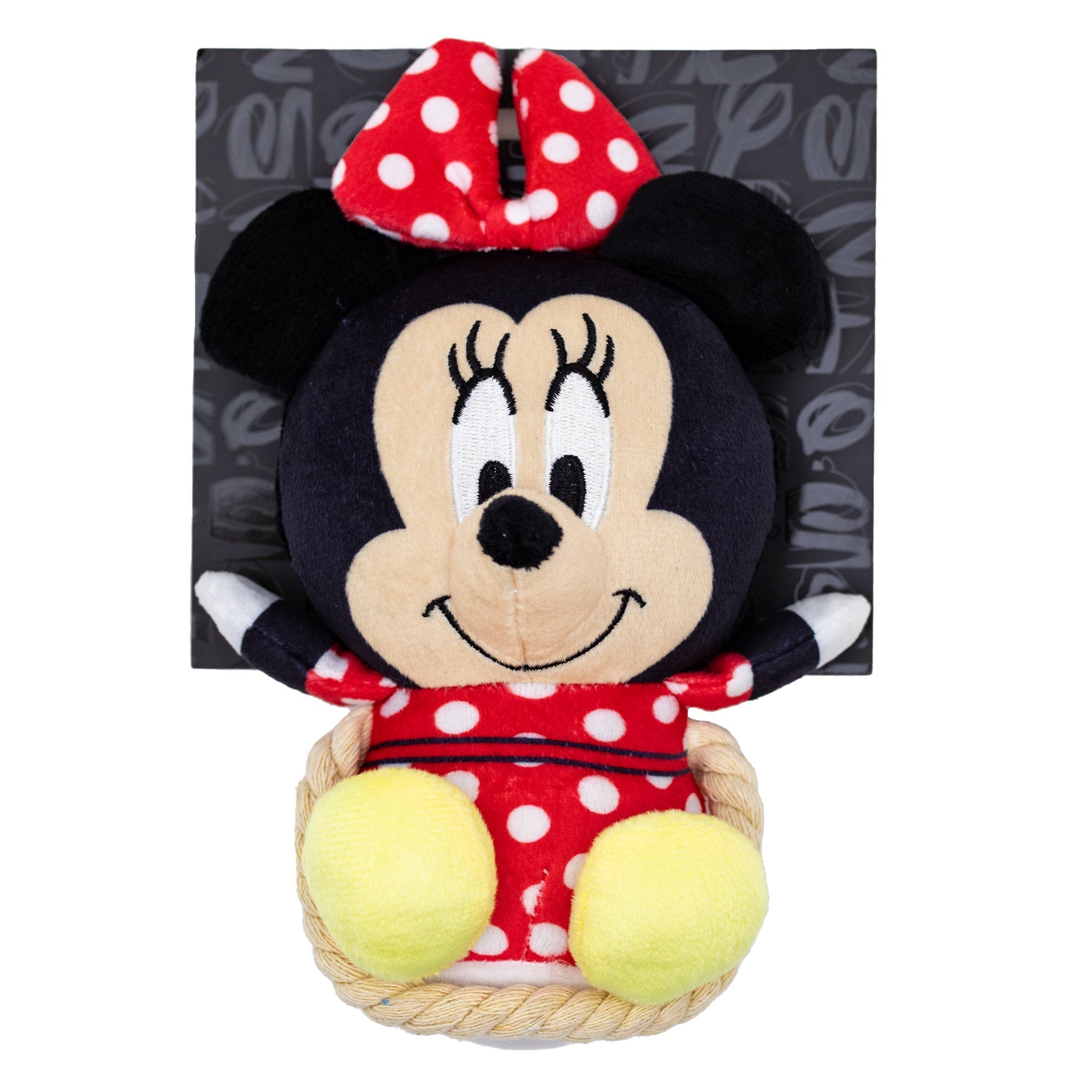 Dog Toy Squeaker Plush with Rope - Disney Minnie Mouse Chibi Sitting Pose 
