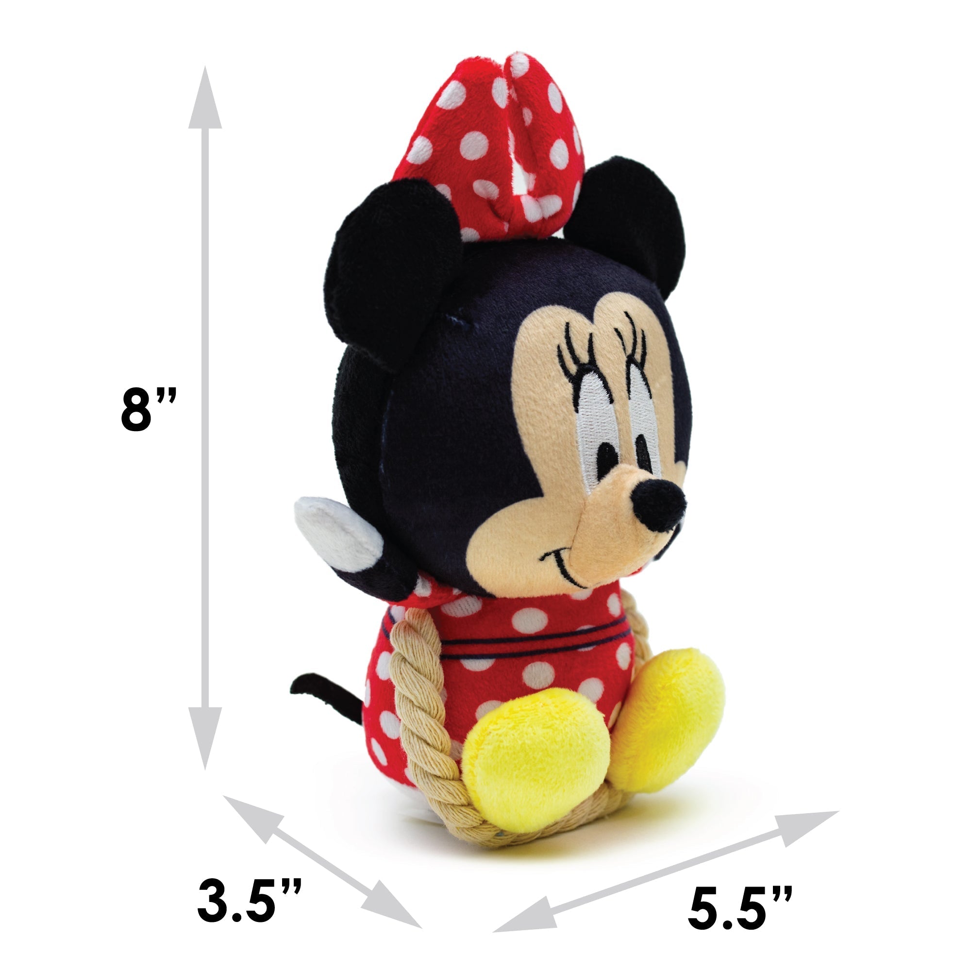Dog Toy Squeaker Plush with Rope - Disney Minnie Mouse Chibi Sitting Pose 