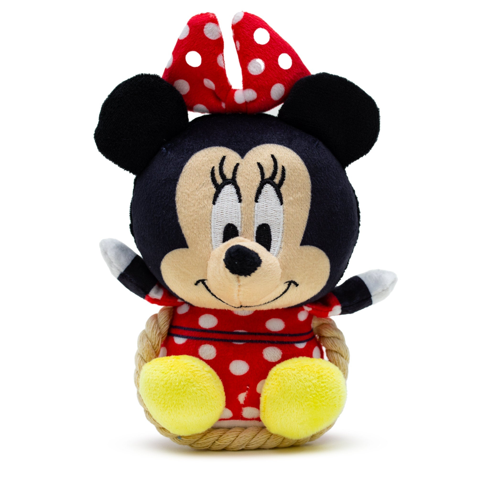 Dog Toy Squeaker Plush with Rope - Disney Minnie Mouse Chibi Sitting Pose 