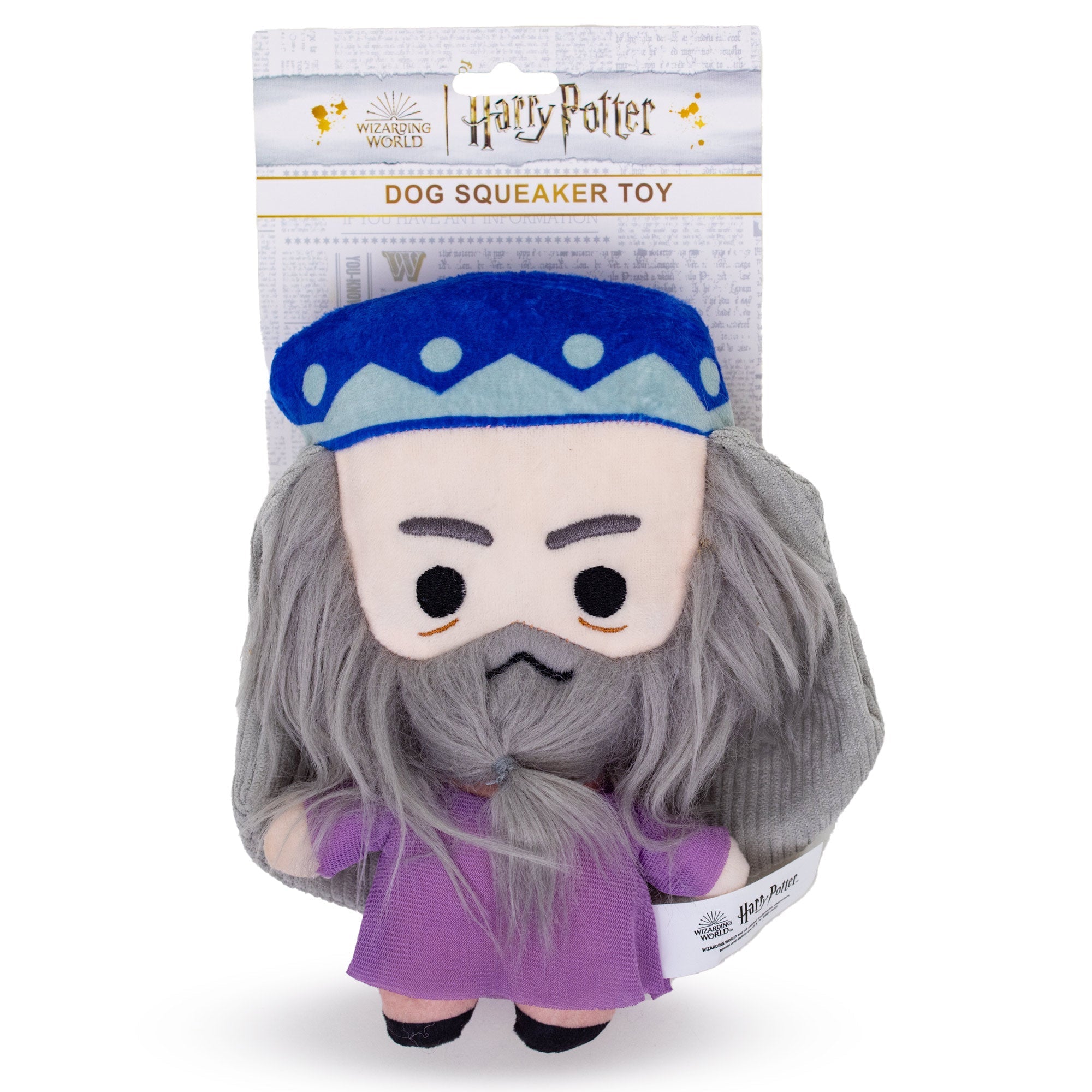 Dog Toy Squeaker Plush - Harry Potter Dumbledore Standing Charm Full Body Pose 