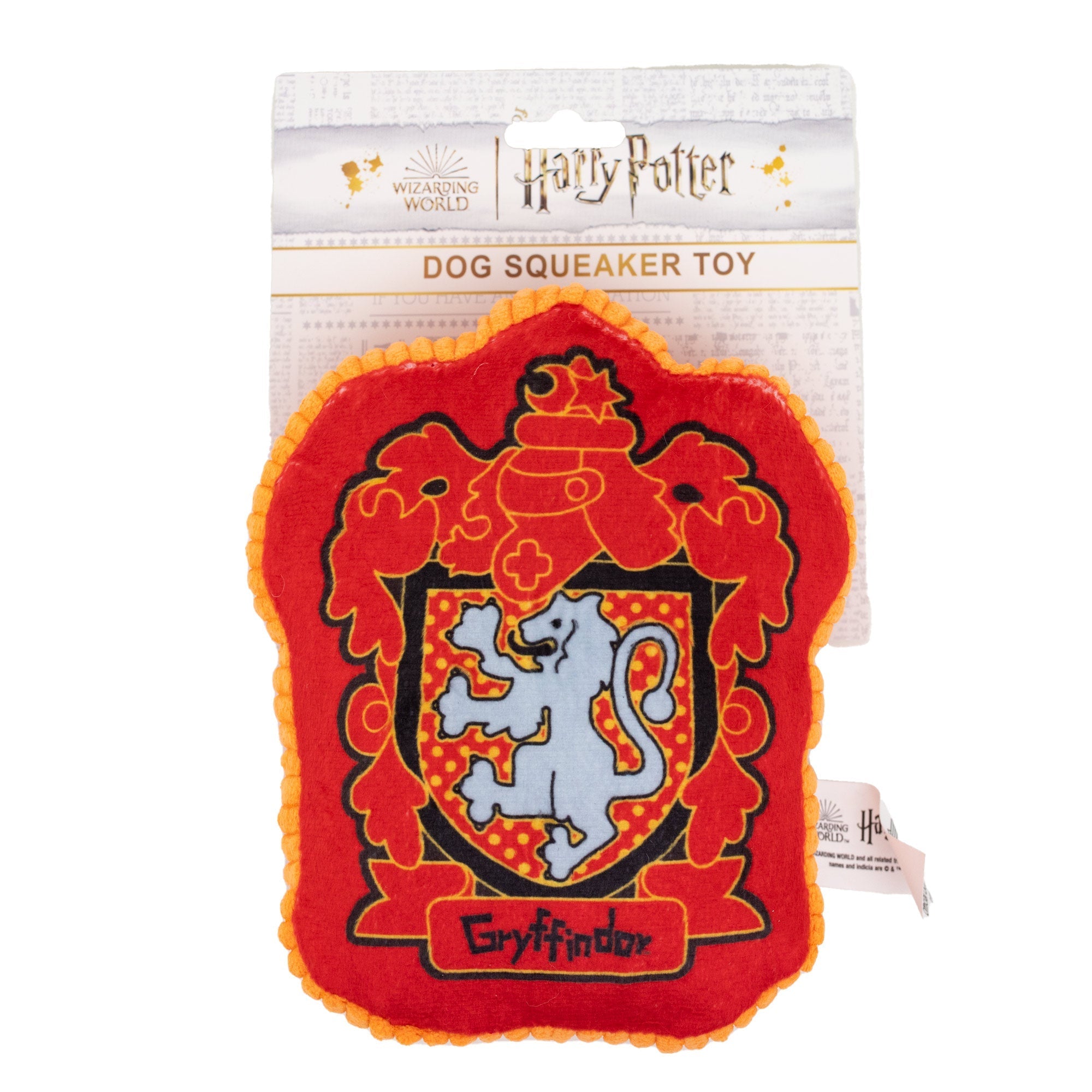 Dog Toy Squeaker Plush - Harry Potter Gryffindor Lion Charm Crest Red 