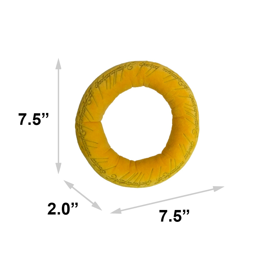 Dog Toy Squeaker Plush - The Lord of the Rings One Ring Golden Yellow 